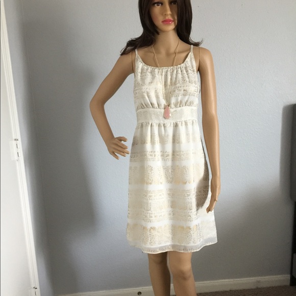 white and gold summer dress